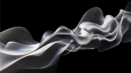 Iridescent flowing particle wave creating abstract digital background