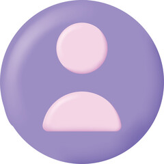 Simple User Icon with Purple Circle Background and Pink Silhouette of a Person