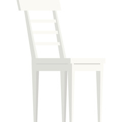 Simple White Chair With Ladder Back Design And Four Legs Isolated On Transparent Background