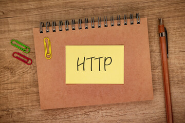 There is sticky note with the word HTTP. It is an abbreviation for Hyper Text Transfer Protocol as eye-catching image.