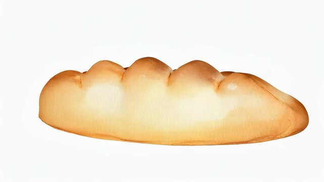 The image showcases a golden loaf of bread with a smooth surface and soft texture, beautifully displayed against a white background. This loaf of bread features a golden crust and