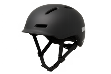 Black commuting helmet offering head protection for urban bicycle riding and safety gear transparent background