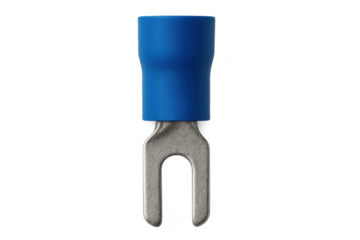 Blue insulated fork spade electrical wire connector