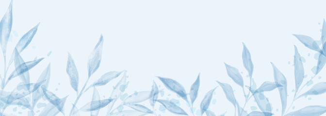 Naklejka premium Abstract art background vector. Luxury minimal style wallpaper with Blue Branch and botanical leaves, Organic shapes, Watercolor. Vector background for banner, poster, Web and packaging.