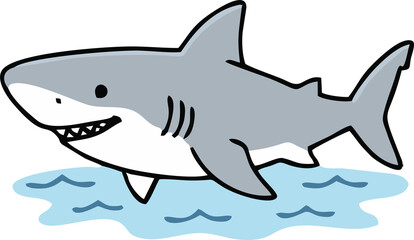 Cute White Shark Endemic Wildlife of Australia - Animal Character Illustration Isolated on Transparent Background