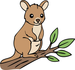 Tree Kangaroo — Endemic Wildlife of Papua New Guinea - Flat Vector Illustration