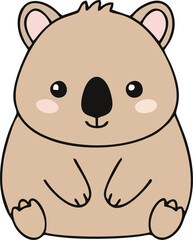 Cute Wombat - Endemic Wildlife of Australia - Flat Vector Illustration