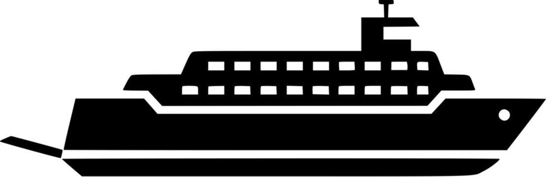 A vector icon of a ferry boat.