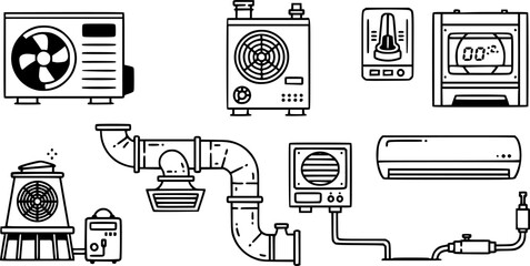 Vector illustration of hvac systems representing cooling units and air conditioning appliances

