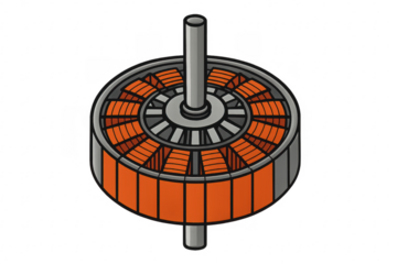 Electric motor rotor and stator components illustration