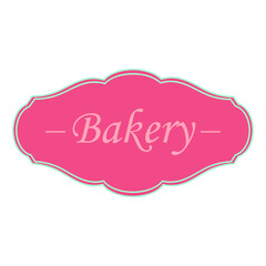 bakery pink .baking sign, confectionery label	