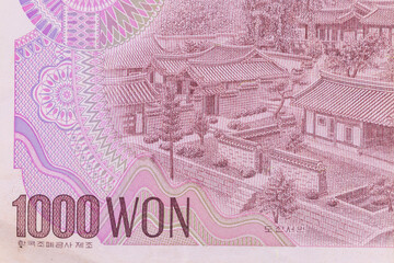 South Korean 1000 Won Banknote Detail