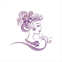 Elegant Floral Woman Face Logo Design – Feminine Beauty Salon and Luxury Spa Branding Vector