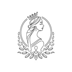 Royal Queen Logo Design – Elegant Woman with Crown, Luxury Feminine Beauty and Premium Brand Emblem