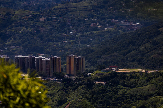 Hiking in Venezuela. View of the Caucaguita parish from the highway towards the east of the country. Gran Mariscal de Ayacucho Highway. View from Waraira Repano.