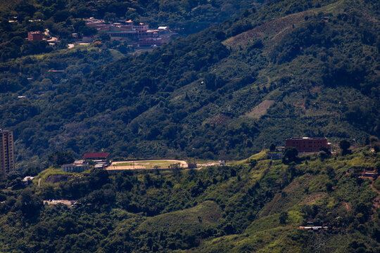Hiking in Venezuela. View of the Caucaguita parish from the highway towards the east of the country. Gran Mariscal de Ayacucho Highway. View from Waraira Repano.