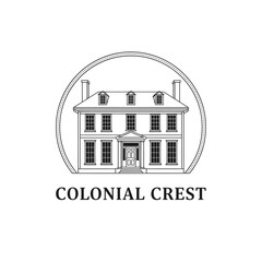 Fototapeta premium An emblem, house depiction within a dotted circle, with the name displayed at bottom