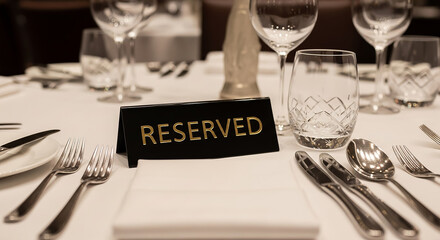 Reserved table set for fine dining restaurant service
