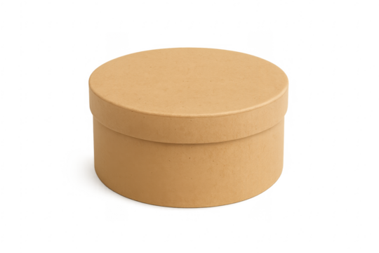 Round kraft paper box isolated on transparent background - Powered by Adobe