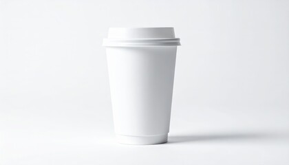 White paper coffee cup on grey background. Mockup for design