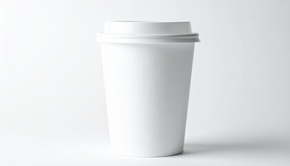 White paper coffee cup on grey background. Mockup for design