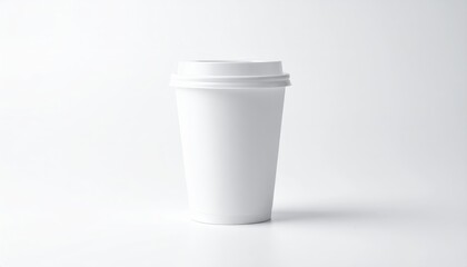White paper coffee cup on grey background. Mockup for design