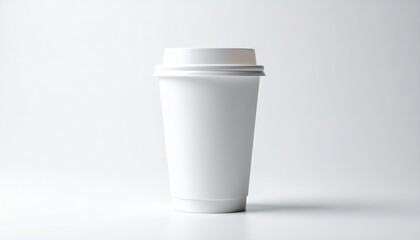 White paper coffee cup on grey background. Mockup for design