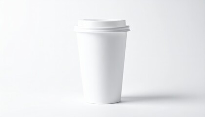 White paper coffee cup on grey background. Mockup for design