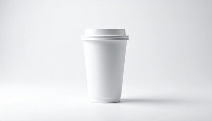White paper coffee cup on grey background. Mockup for design