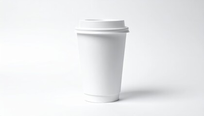 White paper coffee cup on grey background. Mockup for design