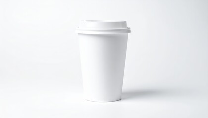 White paper coffee cup on grey background. Mockup for design