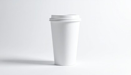 White paper coffee cup on grey background. Mockup for design