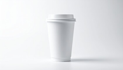 White paper coffee cup on grey background. Mockup for design