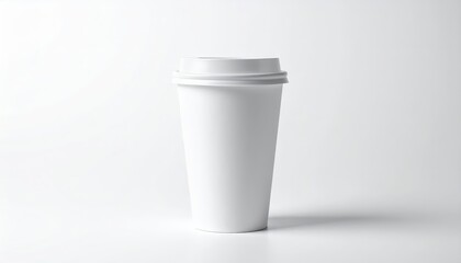 White paper coffee cup on grey background. Mockup for design