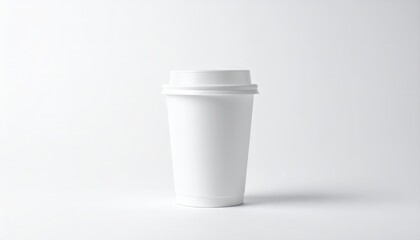 White paper coffee cup on grey background. Mockup for design