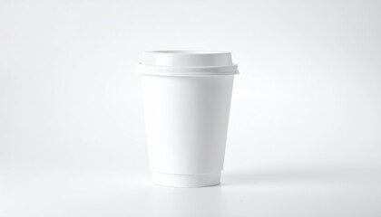 White paper coffee cup on grey background. Mockup for design
