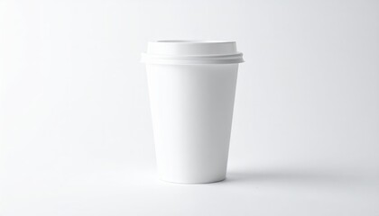 White paper coffee cup on grey background. Mockup for design
