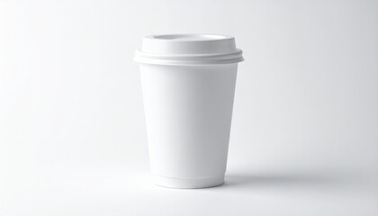 White paper coffee cup on grey background. Mockup for design