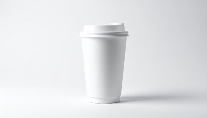 White paper coffee cup on grey background. Mockup for design