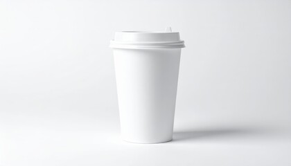 White paper coffee cup on grey background. Mockup for design