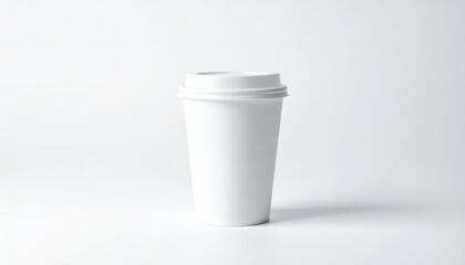 White paper coffee cup on grey background. Mockup for design