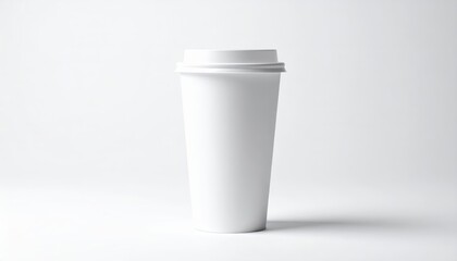 White paper coffee cup on grey background. Mockup for design