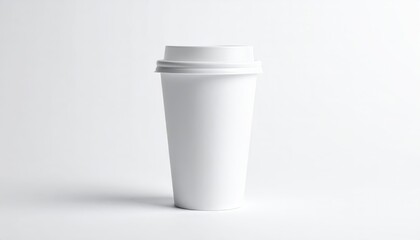 White paper coffee cup on grey background. Mockup for design