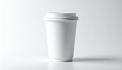 White paper coffee cup on grey background. Mockup for design