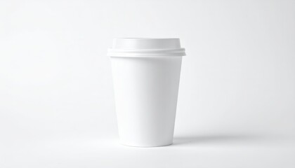 White paper coffee cup on grey background. Mockup for design