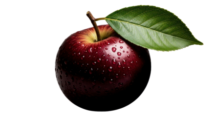 Red apple with leaf