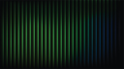 Abstract vertical stripes of green and blue light with dark background