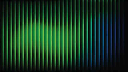 Abstract vertical stripes of vibrant green and blue light with subtle glow