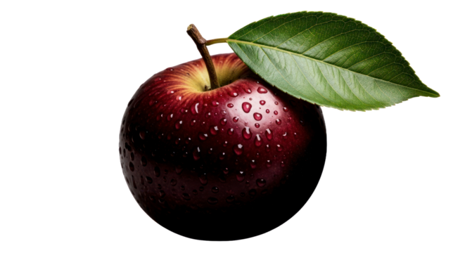 Red apple with leaf