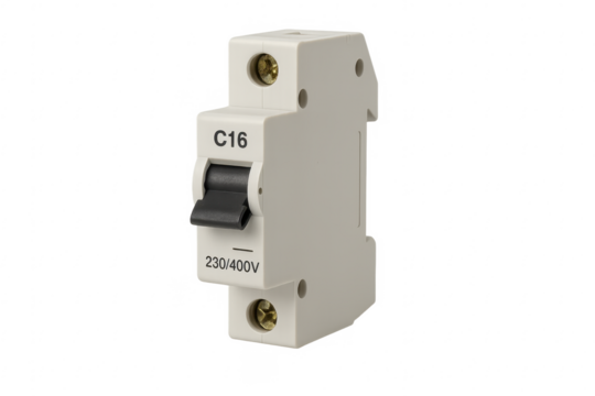 Electrical circuit breaker protecting power system transparent background